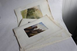 Aquarelles Alpes valaisannes XIXe siècle