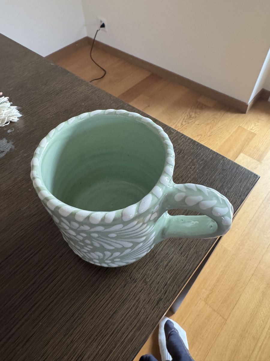 Tassen: Ceramic Mexican Mug Light Green Pattern Like New Condition – Gebraucht aus Zürich von flo_8yph 2