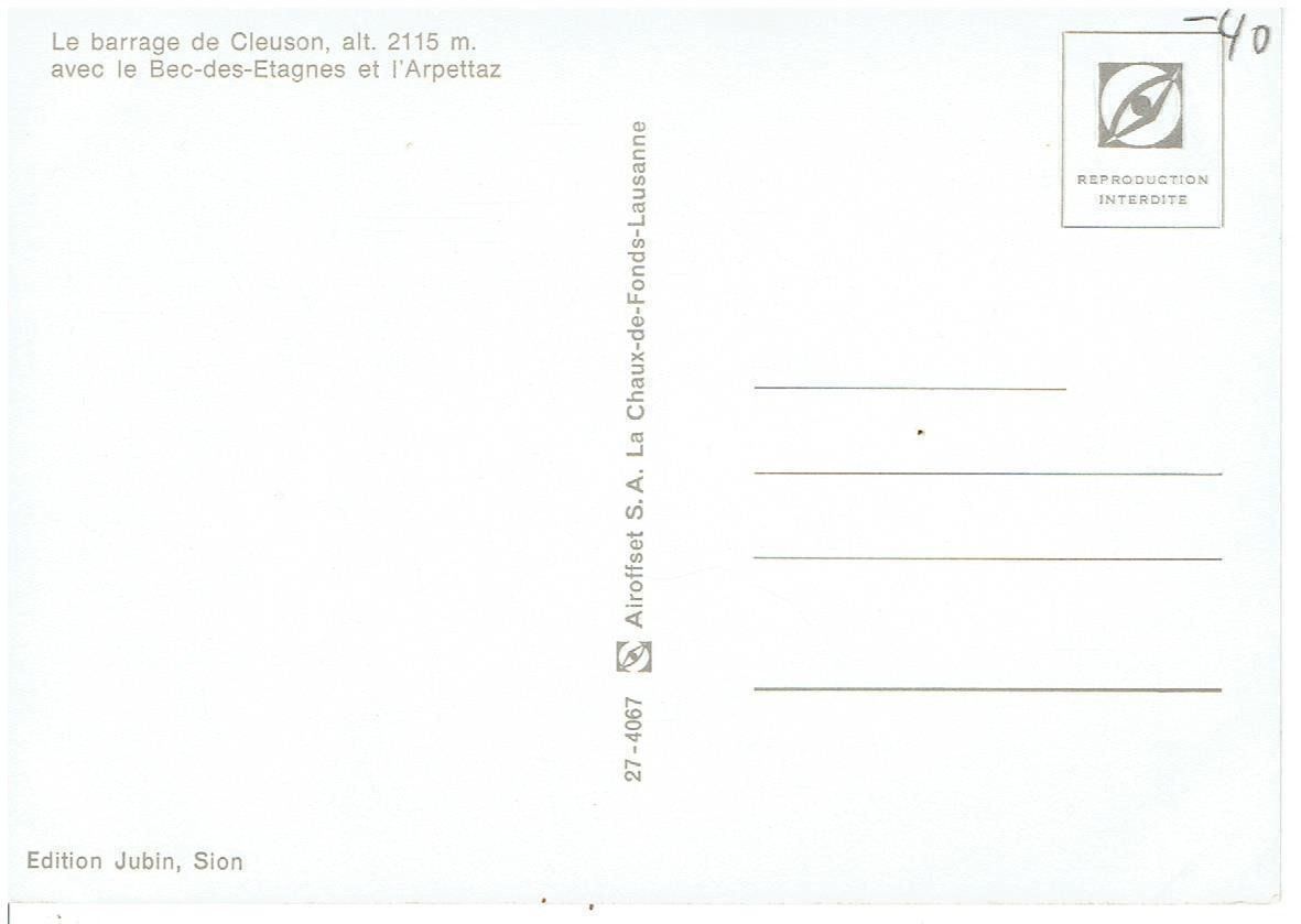 Cartoline postali: La barrage de Cleuson – Usato da Flims - Dorf venduto da Stagediver 1
