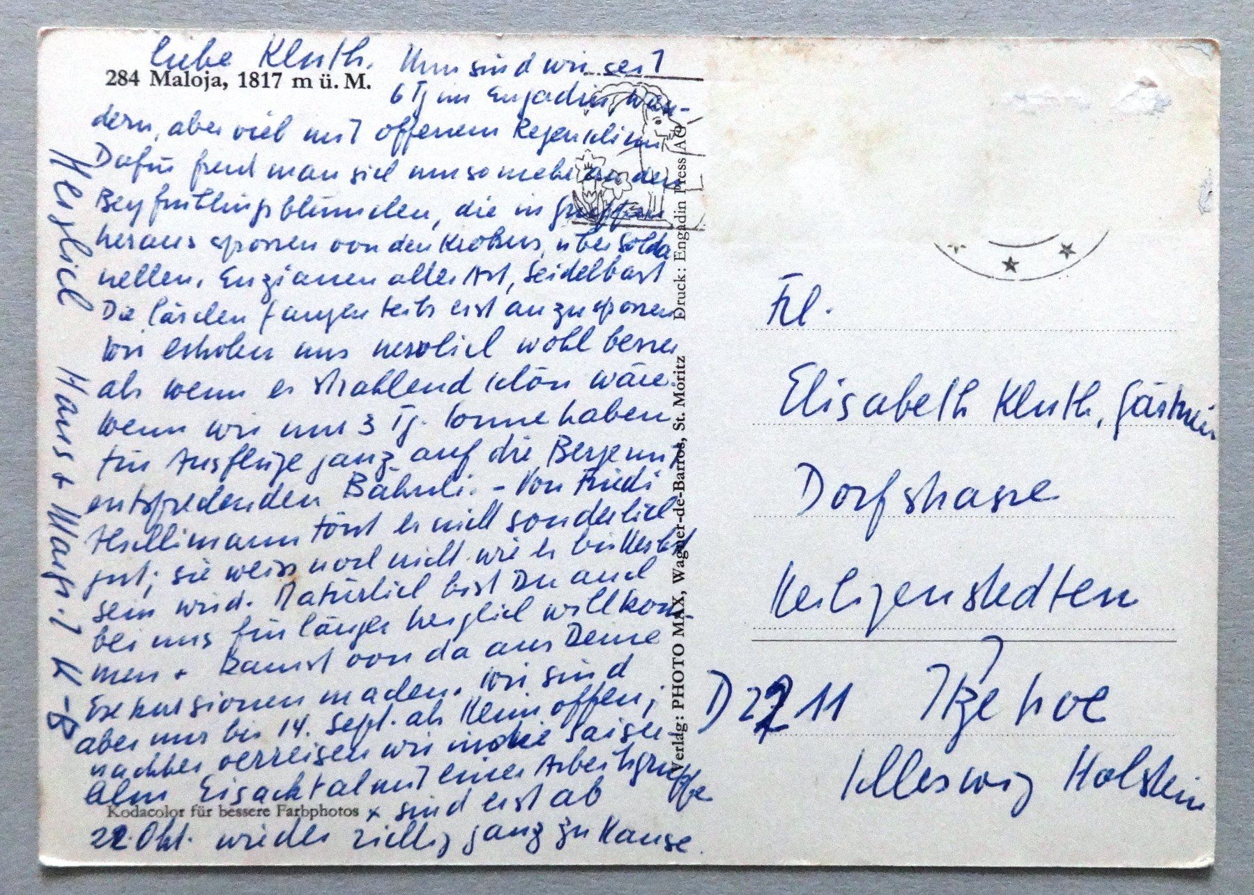 Cartoline postali: Maloja, 1817 m ü.M. – Difettoso da Fétigny venduto da Billy2miny 1