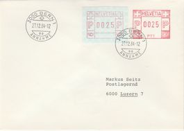 CH PFS 1 Postfreistempel PTT Hasler rot 0025 Zusatzfrankatur