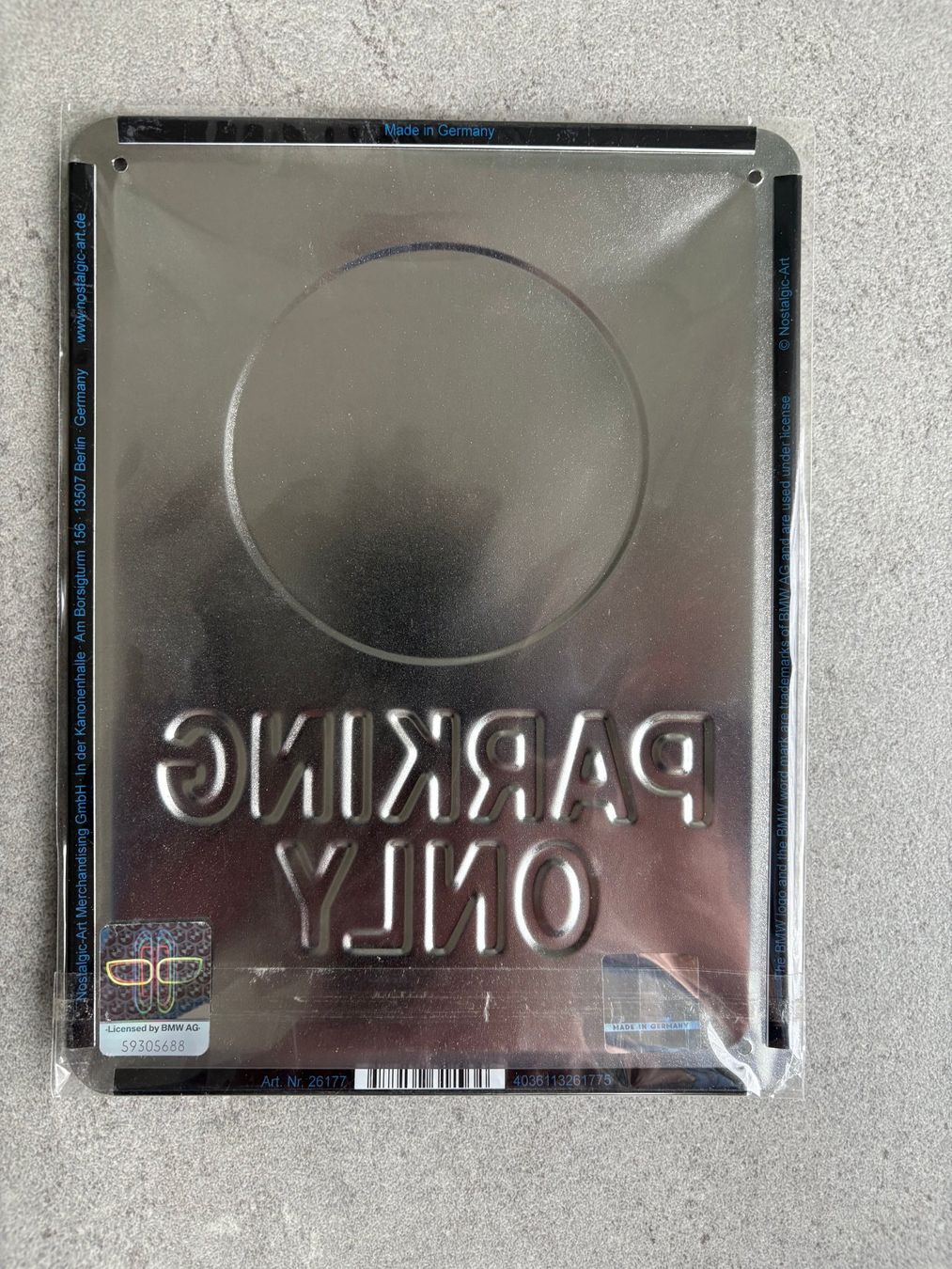 BMW Insegne: BMW Blechschild "Parking only", Neu & OVP – Nuovo e nell'imballaggio originale da Elsau venduto da Sgant 1