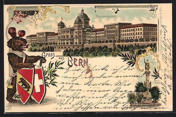Cartes postales: Litho Bern, Bundespalast und Stadtwappen – D'occasion à Berlin par bartko-reher