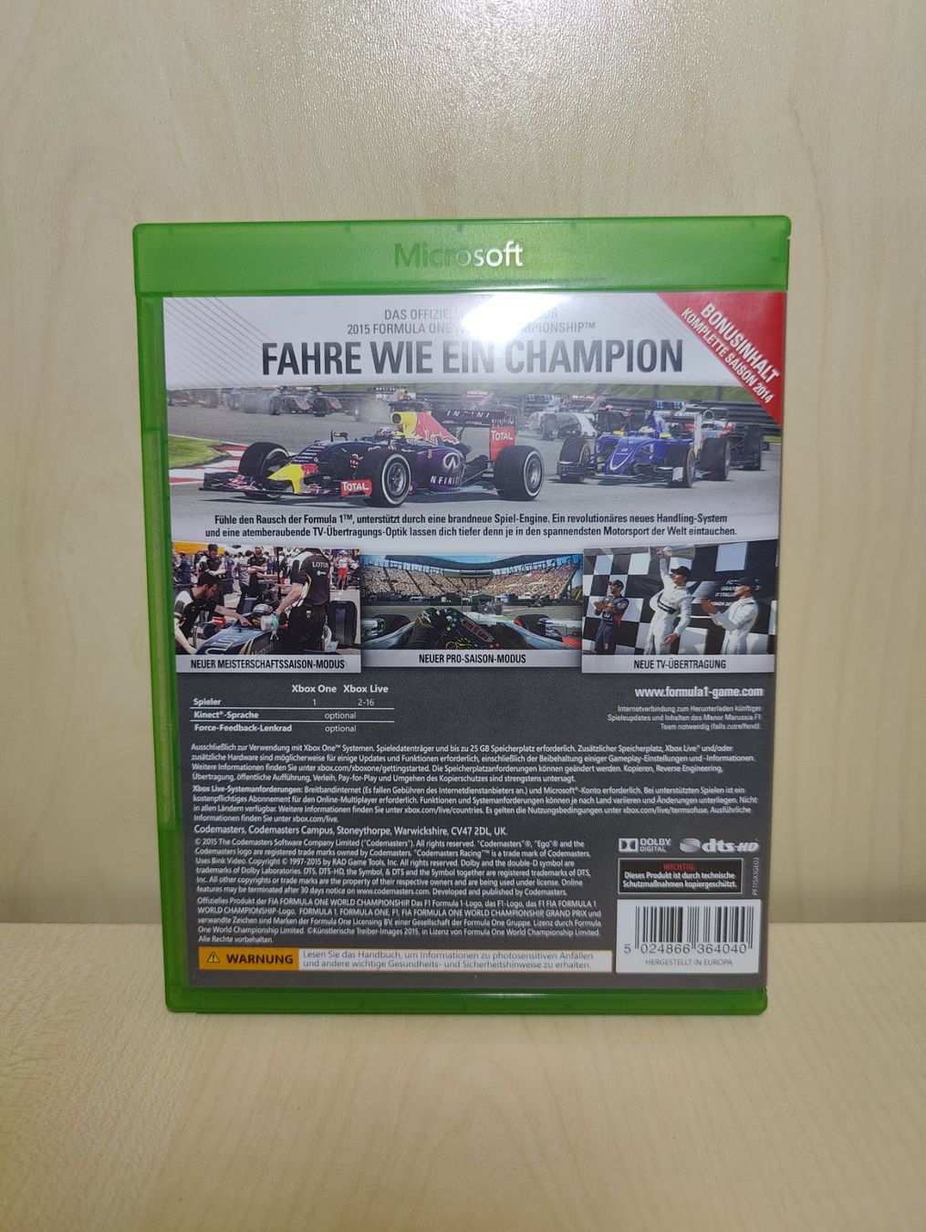 Microsoft Jeux: F1 2015 Xbox One – D'occasion à Sulgen par WhiteWolf3 1