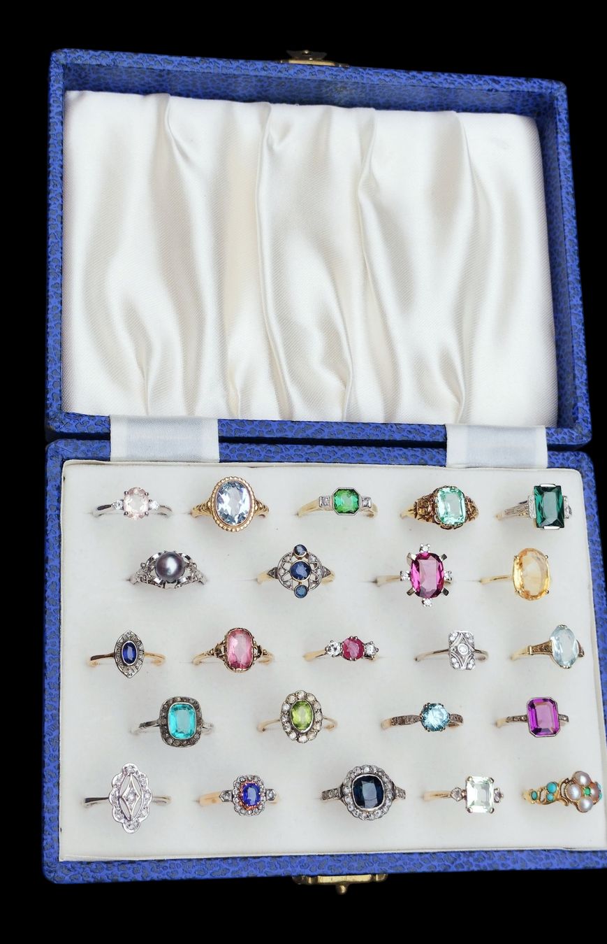 Portagioie: Vintage Ringbox Schatulle Blau Gold mit Samt – Usato da schwyz venduto da larry91sz 3