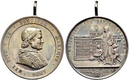 Rom, Pius IX., Silbermedaille A. XII (1858), Schulpreis