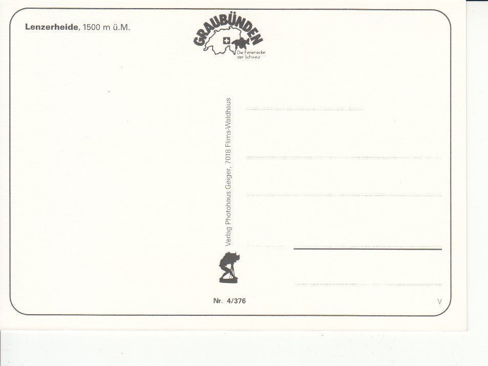 Cartoline postali: Lenzerheide / Valbella 2 um 1995 – Usato da Bürglen TG venduto da StampGraf 1