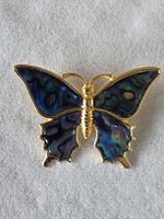 Stunning Butterfly Brooch Abalone Inlay and Gold-Tone metal.
