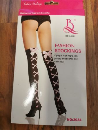 Strumpfhosen Strapsen Strümpfe weiss/rosa Knochen *NEU*