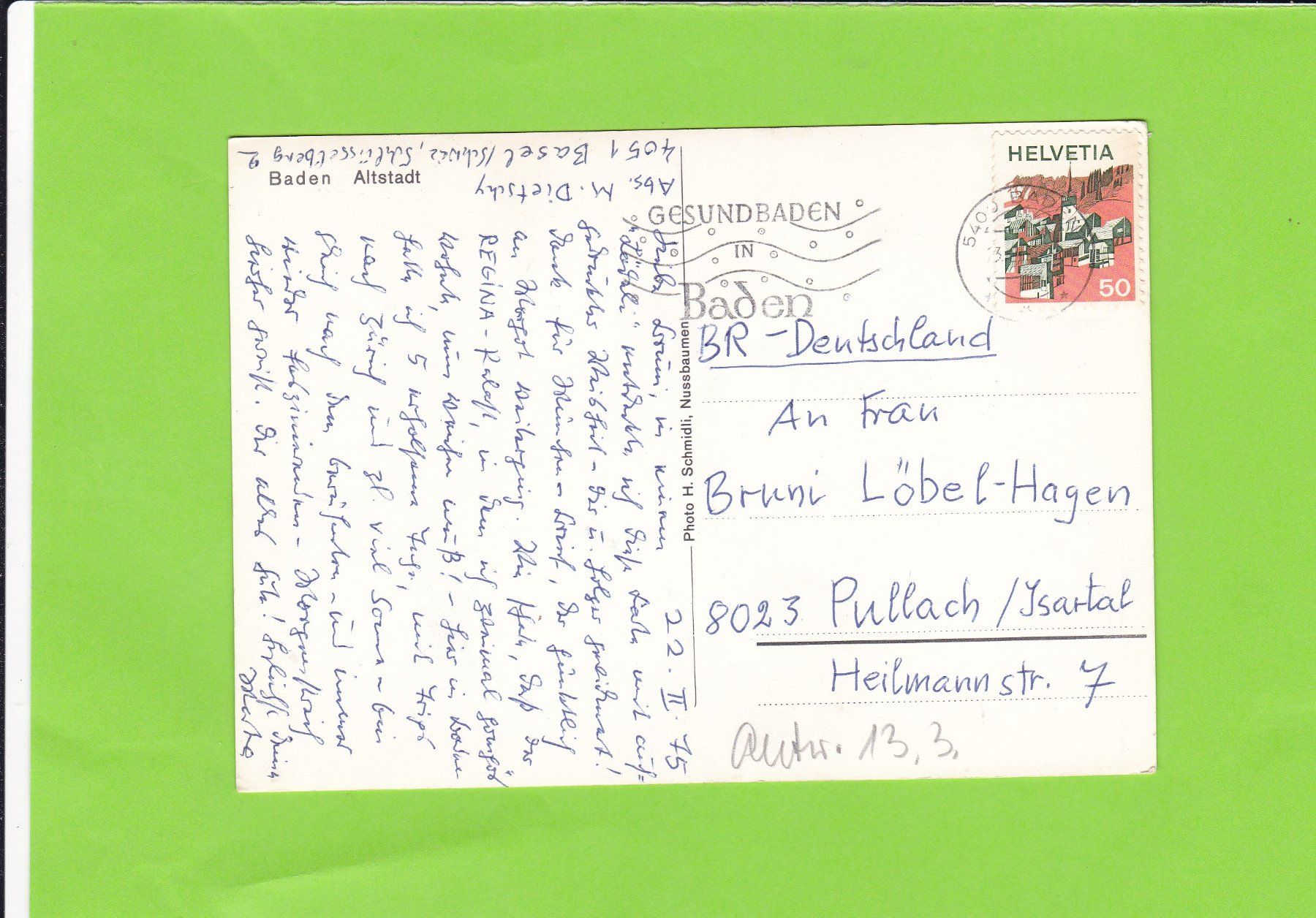 Cartoline postali: Baden-Altstadt – Usato da St. Peterzell venduto da neckertal 1