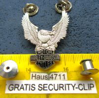 HD 2NÄGEL-PIN HARLEY-DAVIDSON EAGLE MIT LOGO GEPRÄGT SILBRIG