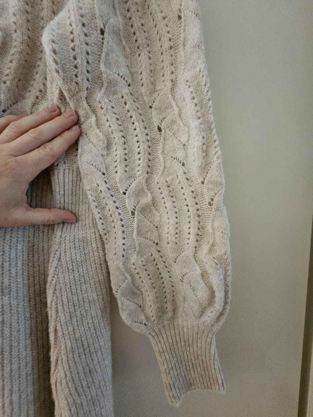 Vestiti: Strickkleid,  Grösse L, Beige, V Ausschnitt – Usato da Horw venduto da Zedy01 2