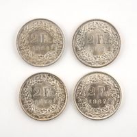 4x 2Fr Silbermünze