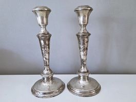 Paar antike 925 Sterling Silber Kerzenständer, wandelbar,