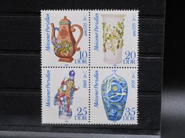 DDR 1982 Meissner Porzellan II 4er Block **