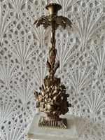 Prunkvoller Messing Kerzenständer Floral mit Mamor 38cm