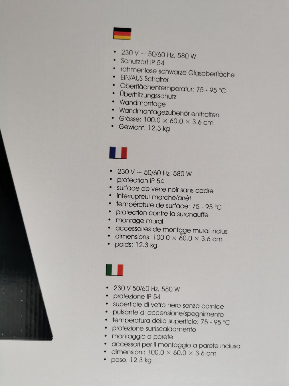 Radiatori: Neu Infrarot Glasheizung – Nuovo e nell'imballaggio originale da Rothrist venduto da PhilipsAurea 2