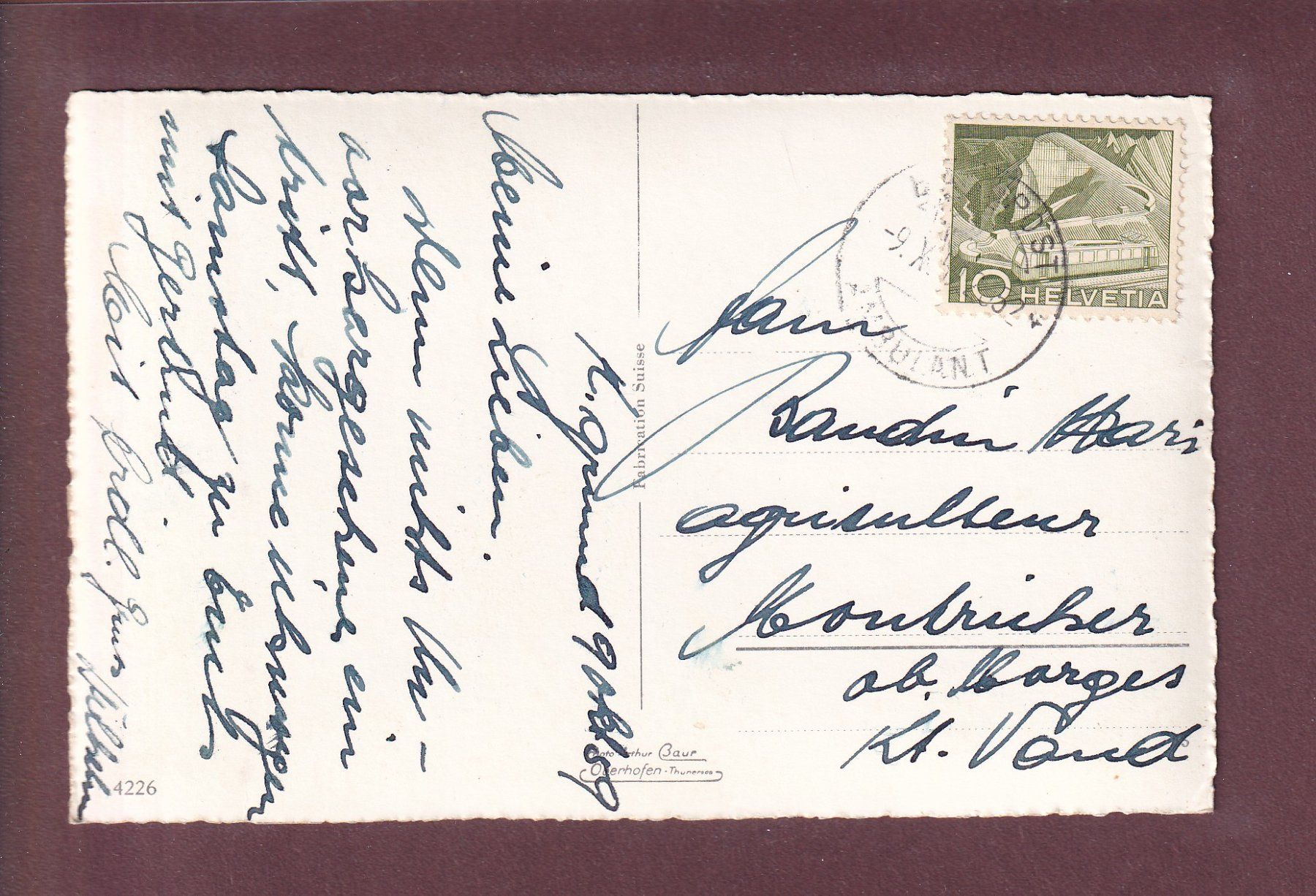 Cartoline postali: GRIMSEL - 4 Bilder - Postauto - 1959 – Usato da Pully venduto da nicecards 1