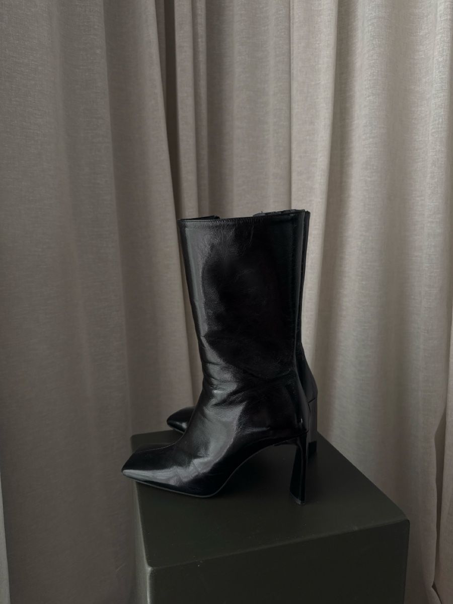 Scarpe da donna: Sleek Black Leather Heeled Boots - Size 39 - Chic Style! – Usato da Biel/Bienne venduto da TanyaM02 3