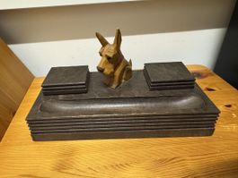 Vintage Wooden Dog Desk Set Scotty Unique Home Office Decor!