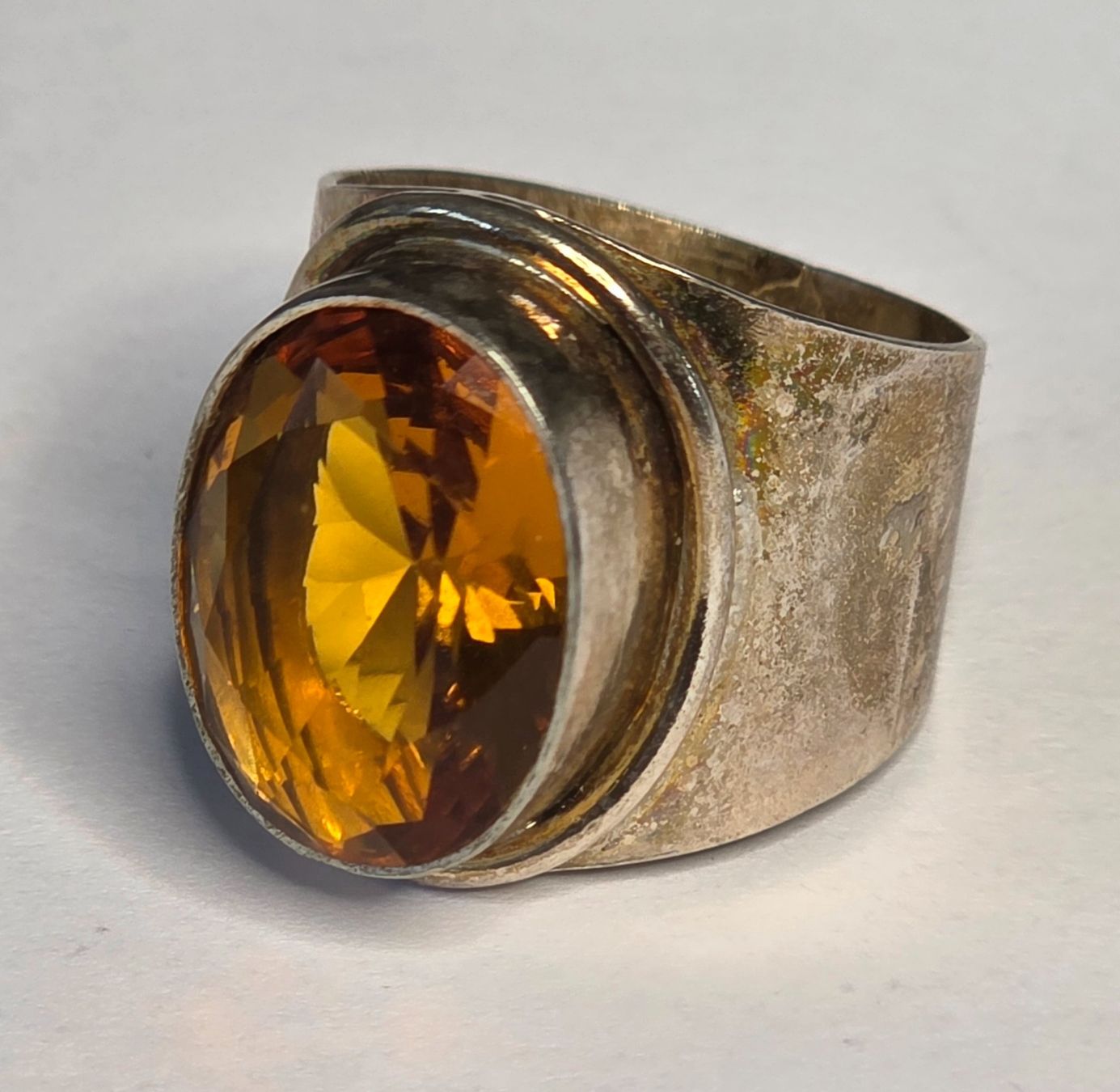 Bagues: Silber Ring gelboranger Stein – Neuf (Voir description) à Zürich par adriben 1