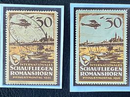 2 Flugpost Vignetten 9 Schaufliegen Romanshorn 1924 ʘ & *