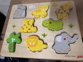 Sortierspielzeug, Goki Einlegepuzzle Wilde Tiere, 