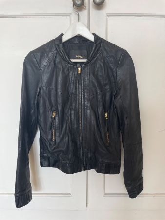 Veste en cuir noire Mango femme - Taille XS