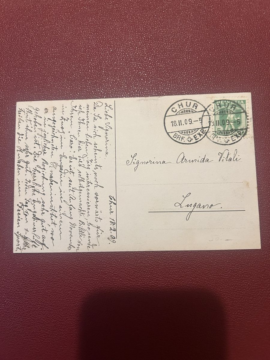 Cartoline postali: Zuoz 1909 – Usato da Breganzona venduto da Milesbo 1