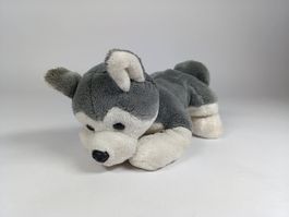 MIGROS Peluche de chien gris et blanc