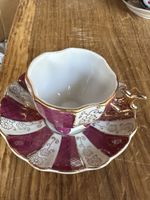 Sammler Tässchen rosa Weiss Gold Porzellan