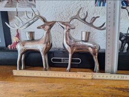Bougeoir cerf métal argenté décoration Noel bon état