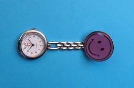 Neue Smiley Uhr als Hänger Silberglänzend