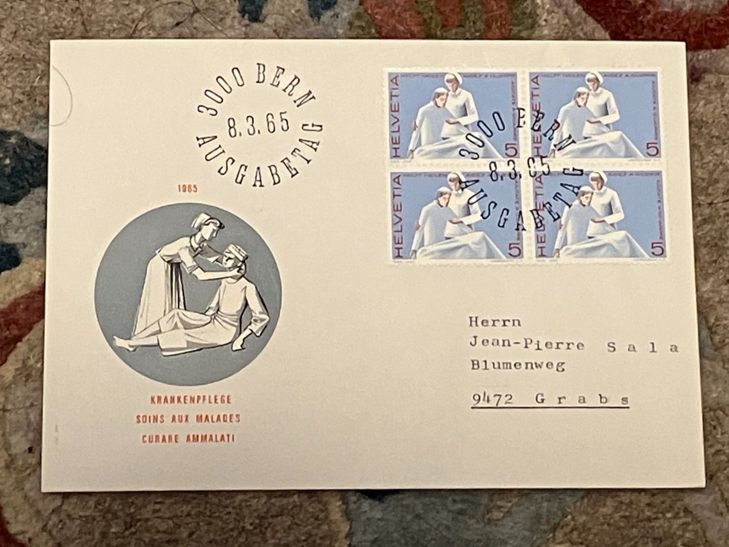 Alle Briefmarken: 2 cCH Viererblock nach Grabs 1965 – Neu (gemäss Beschreibung) aus Koblenz von Markenhimmel