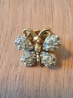 Schmetterling Revers-Anstecker mit Strass – Goldfarben – 15