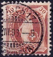 1892, Stehende Helvetia Nr. 68C sauber gest., siehe Scan.