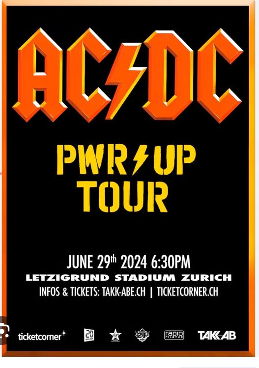AC/DC Letzigrund 2 Stehplatztickets 29. Juni 2024 Kaufen auf Ricardo
