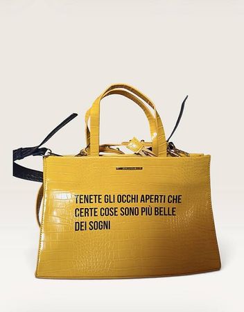 Borsa Le Pandorine gialla con tracolle effetto cocco
