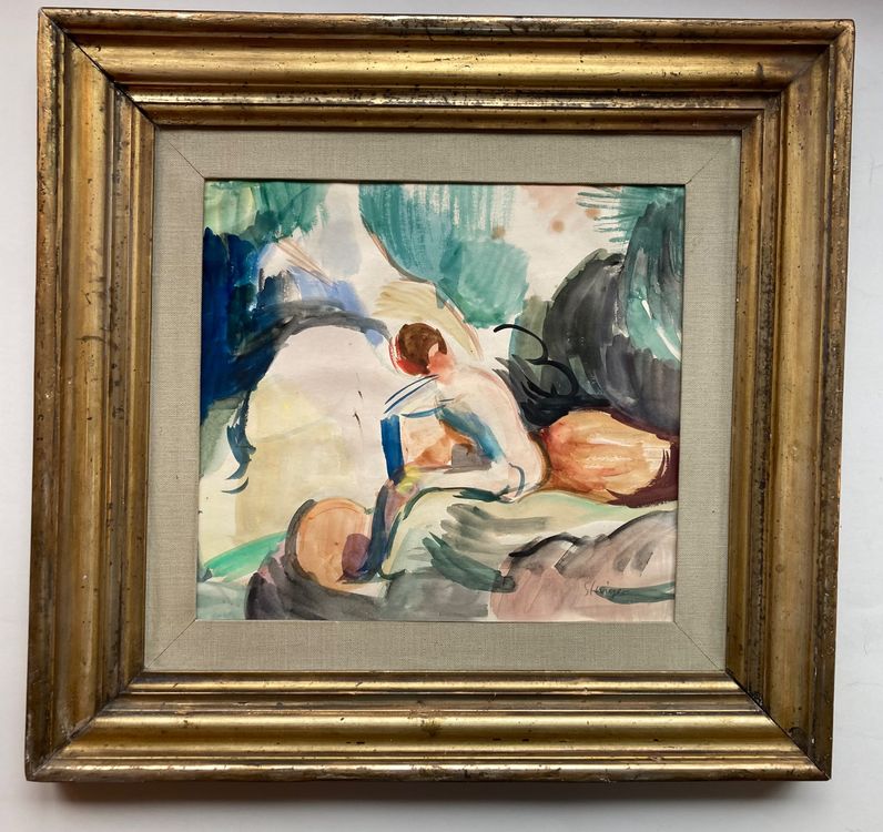 Otto Staiger 1894 1967 Orig Aquarell Sitzender Akt 1925 Kaufen Auf