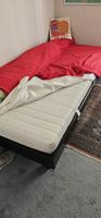 Bettgestell schwarz mit Lattenrost und Matratze 90 x200