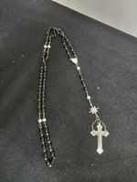 Alter Rosenkranz mit Silber 935 Kreuz & Blumenmotiv Anhänger