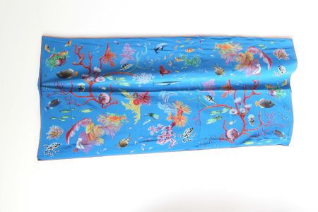 Fabric Frontline Seidentuch / blaues Foulard : Korallenriff