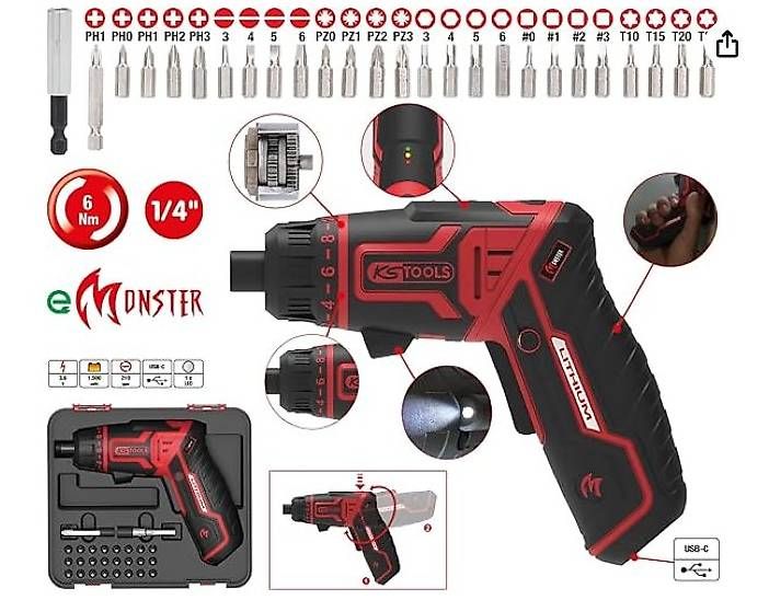 Bohrmaschinen: KS Tools eMONSTER 1/4 Akku-Bit-Schrauber-Satz 27-tlg – Neu und originalverpackt aus Buttisholz von rappirosen