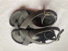 Sommersandale, Wildleder, Dunkelgrau Grösse 40, NEU!