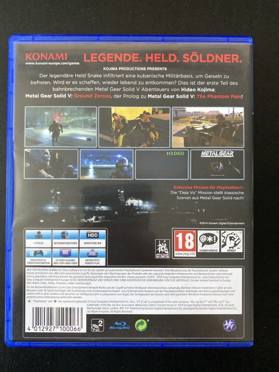 Spiele: Metal Gear Solid V Ground Zeroes PS4 – Gebraucht aus Genève von PickyGoose 1