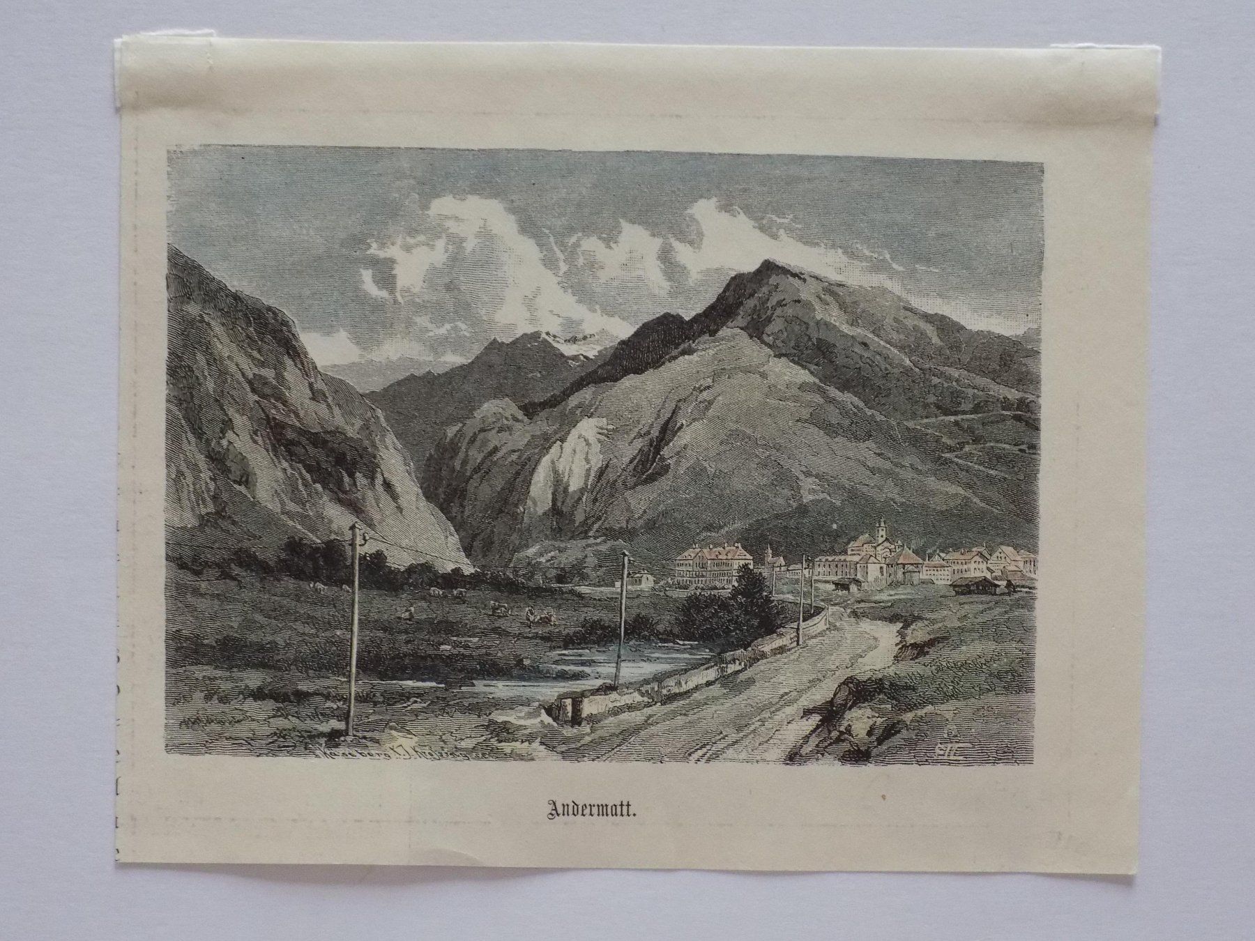 Stiche: Andermatt kolorierte Xylographie – Gebraucht aus Risch von Antikfee