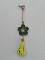 🤩HANDY SCHMUCK BLUME GRÜN LEDER & STRASS NEU
