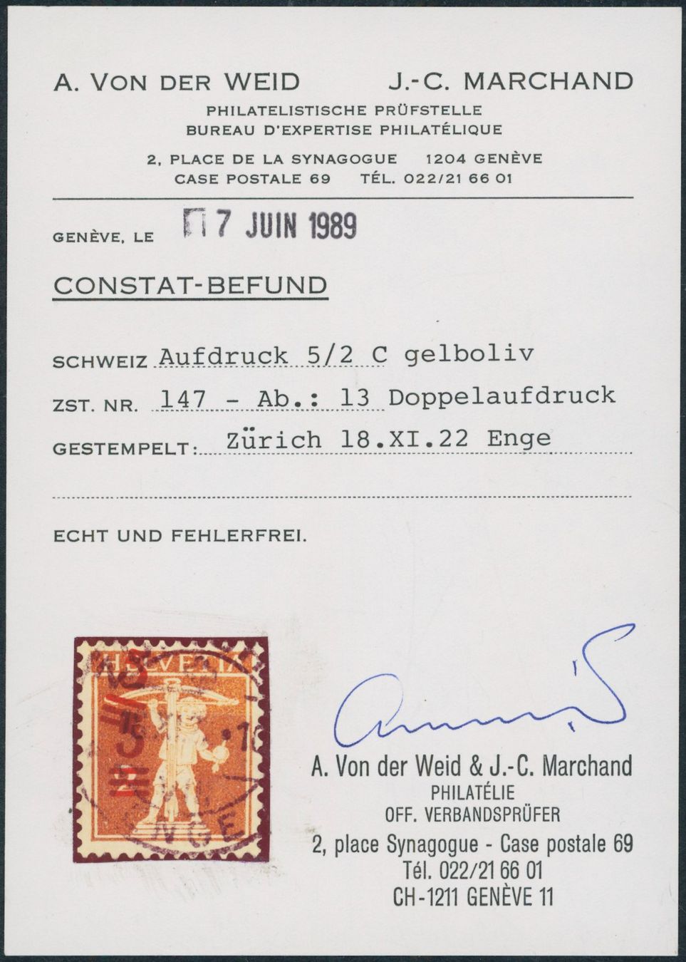 Alle Briefmarken: 1921 - Tellknabe - Abart - gestempelt – Gebraucht aus Schindellegi von leecollect 3