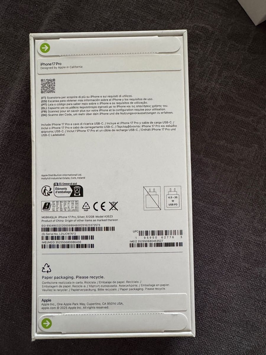 Apple Telefoni cellulari / Smartphones: iPhone 17 Pro Silver 512GB  – Nuovo e nell'imballaggio originale da Kriens venduto da tah_c5tk 1