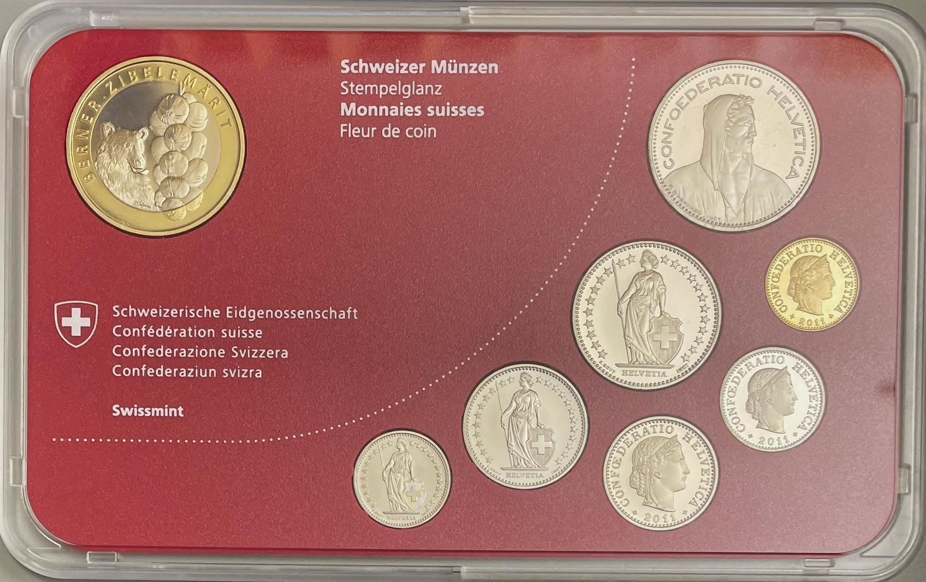 Tutti le monete: Schweizer Münzsatz 2011 stgl – Nuovo e nell'imballaggio originale da Eggersriet venduto da stamp303 1